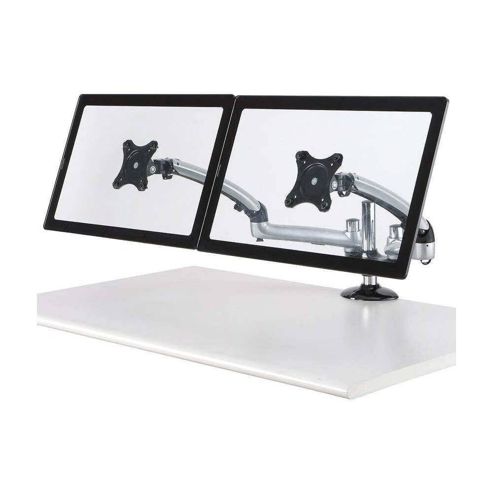 Dual Monitor Stand - Expandable w/ Spring Arms Silver - DM-GSD12