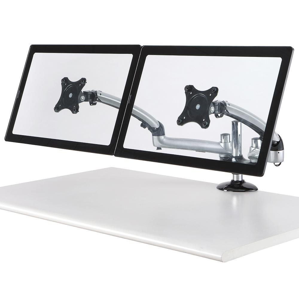 Dual Monitor Stand - Expandable w/ Spring Arms Silver - DM-GSD12