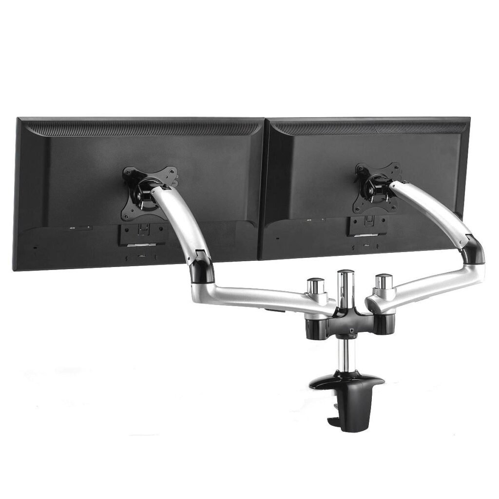 Dual Monitor Stand - Expandable w/ Spring Arms Silver - DM-GSD12