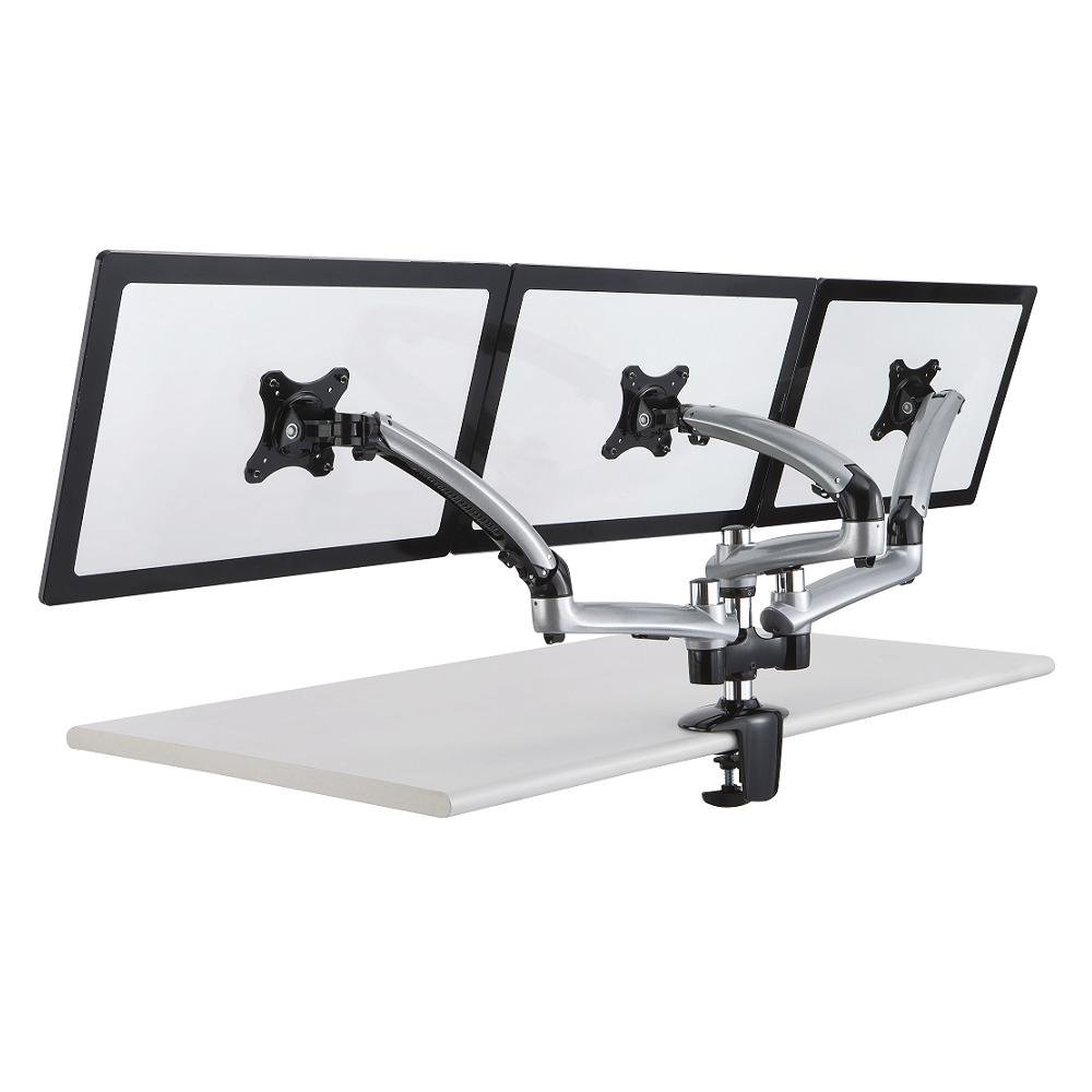 Triple Monitor Desk Mount w/ Spring Arms Silver - DM-GST13