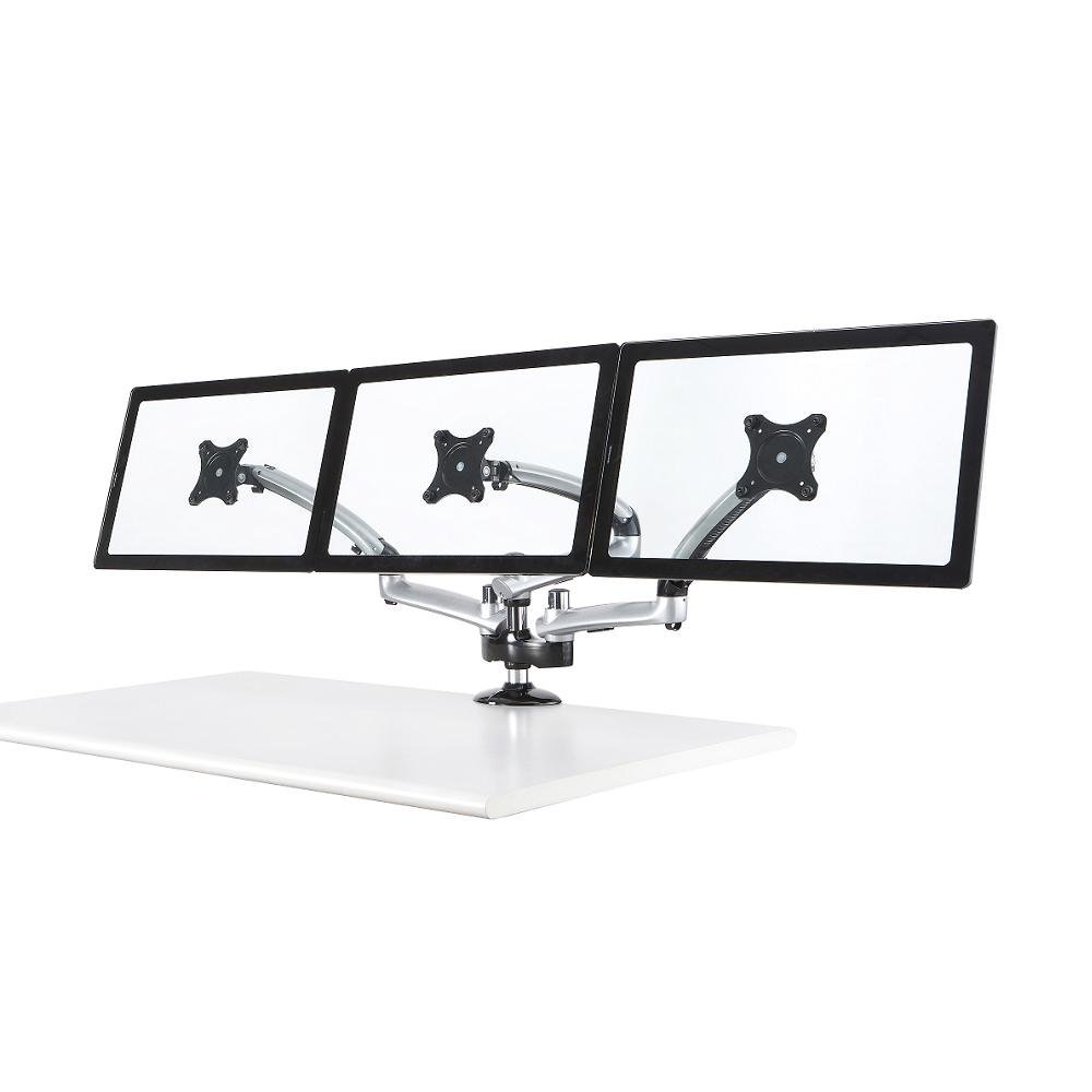 Triple Monitor Desk Mount w/ Spring Arms Silver - DM-GST13