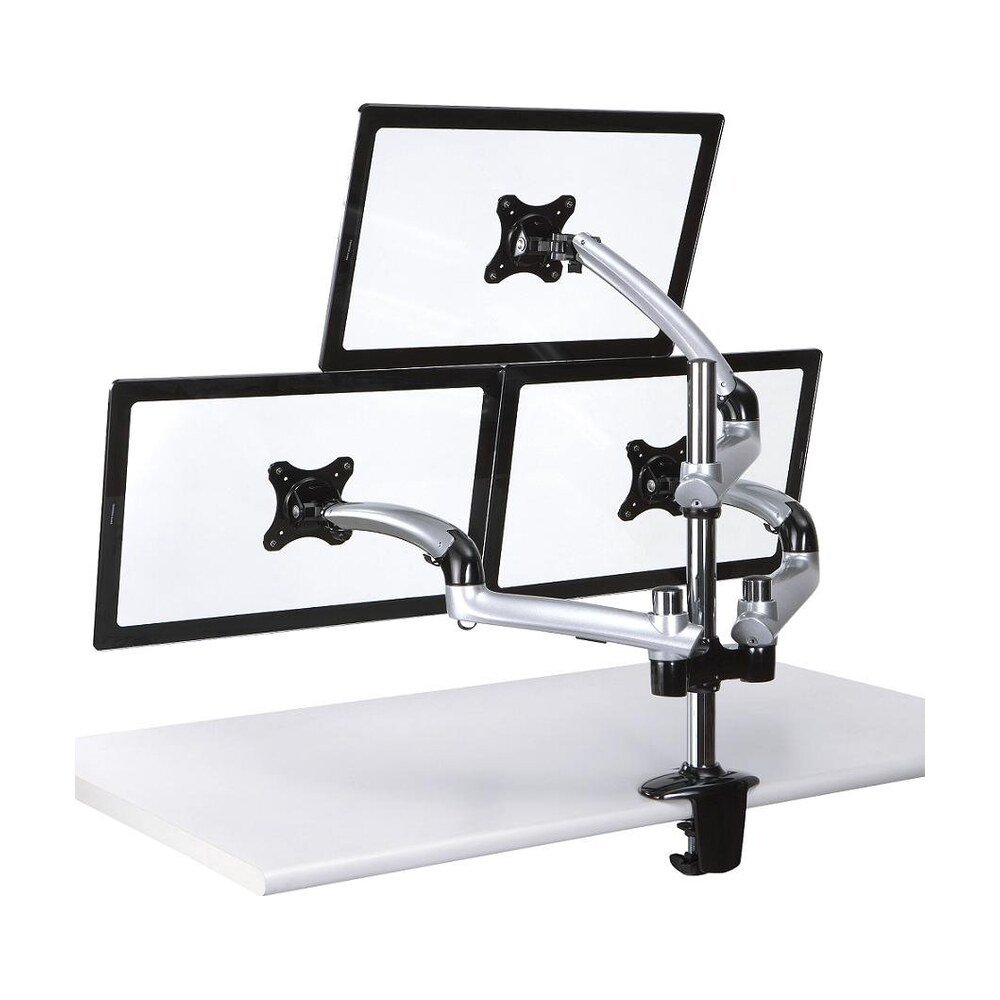Triple Monitor Desk Mount w/ Spring Arms Silver - DM-GST13