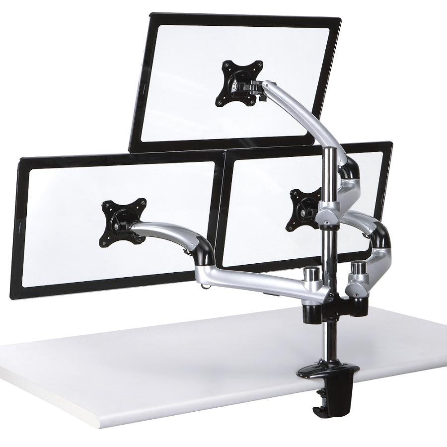 Triple Monitor Desk Mount w/ Spring Arms Silver - DM-GST13