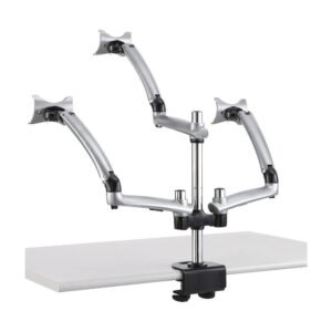 Triple Monitor Desk Mount for Apple w/ Spring Arms Silver