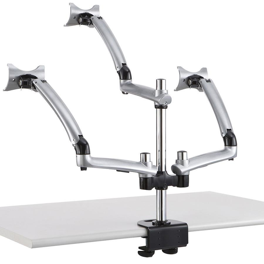 Triple Monitor Desk Mount for Apple w/ Spring Arms Silver - DM-GSTA