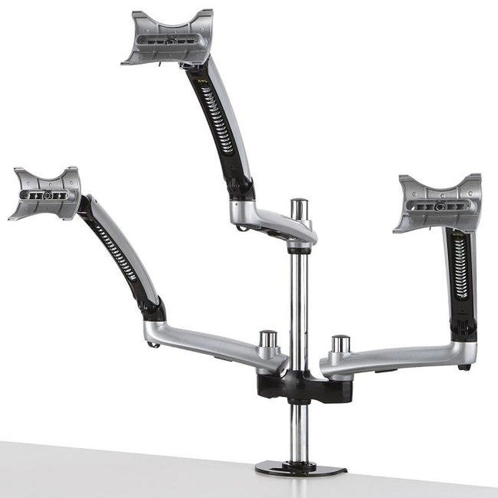 Triple Monitor Desk Mount for Apple w/ Spring Arms Silver - DM-GSTA