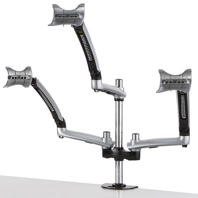 Triple Monitor Desk Mount for Apple w/ Spring Arms Silver - DM-GSTA