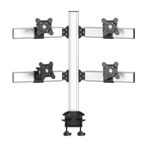 Four Monitor Stand 2X2 Oval or Straight w/ 2-in-1 Base Quick Release