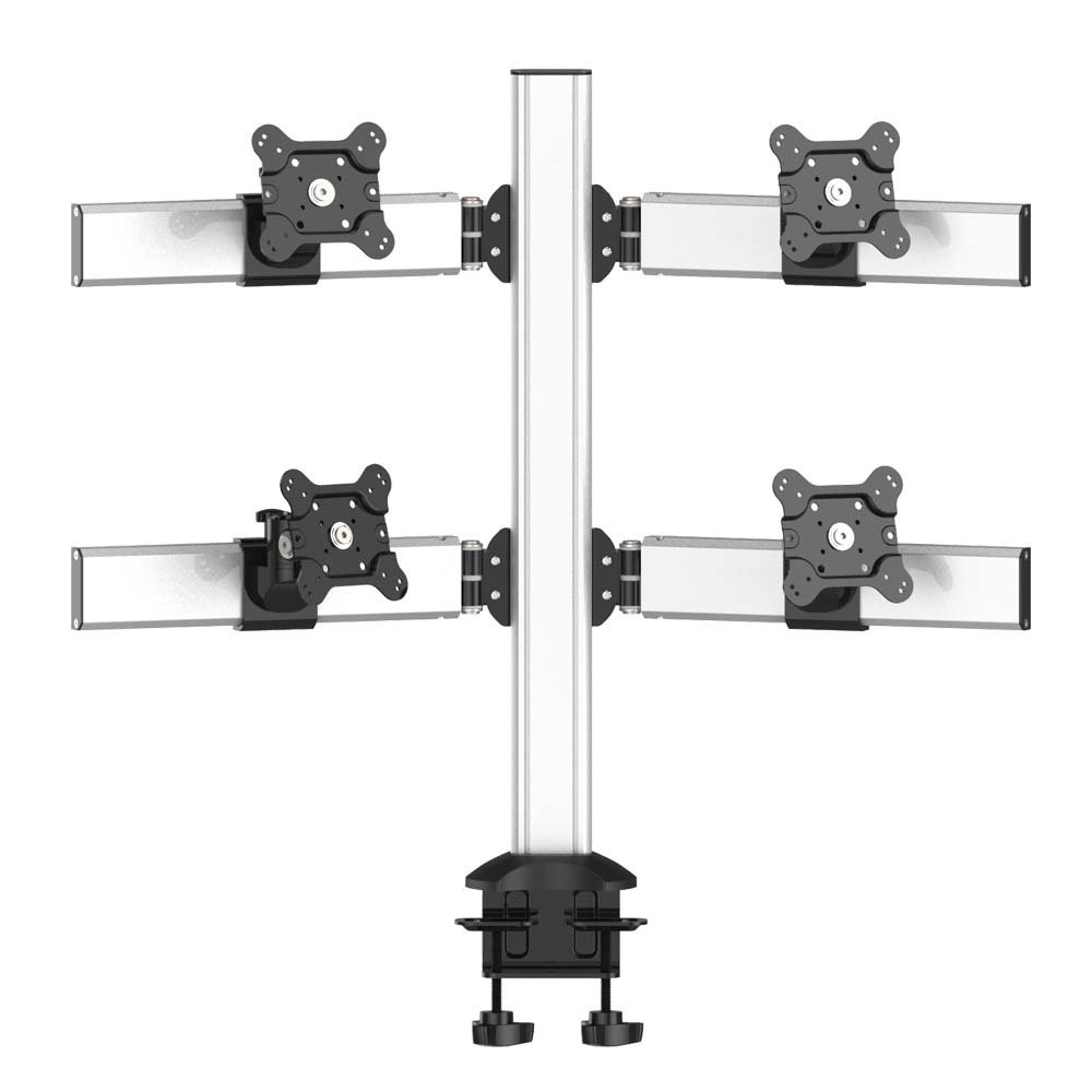 Four Monitor Stand 2X2 Oval or Straight w/ 2-in-1 Base Quick Release - BL-DM174