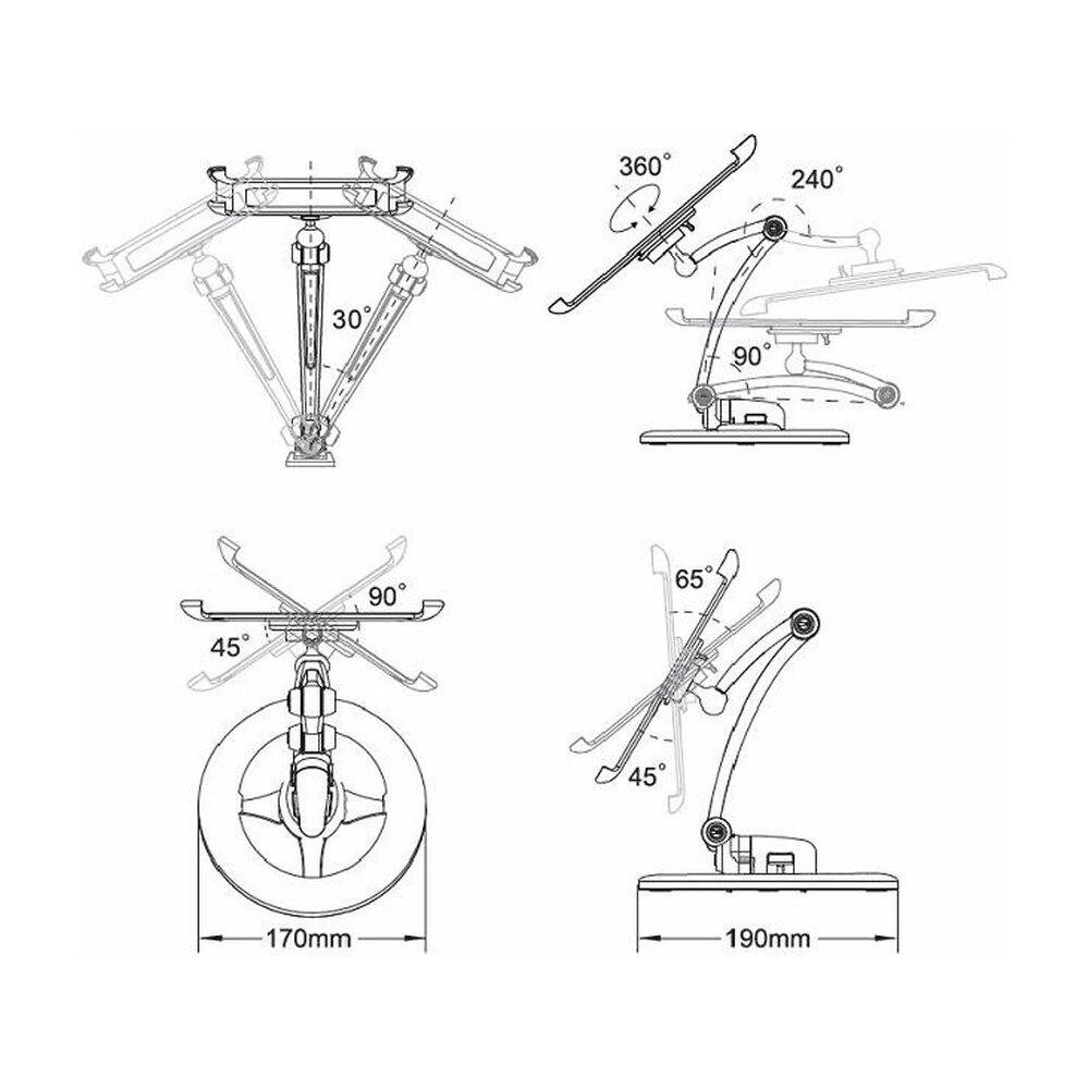 Under Cabinet & Wall Mount Desk Stand or Magnet for ipad - DWU-1W