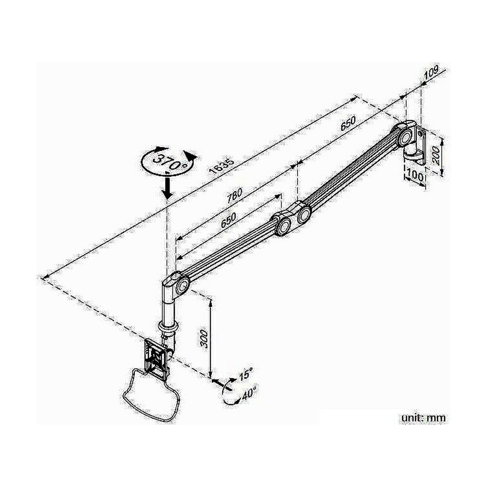 Monitor Arm - Long Reach & Vertical Adjustable MW-M16P