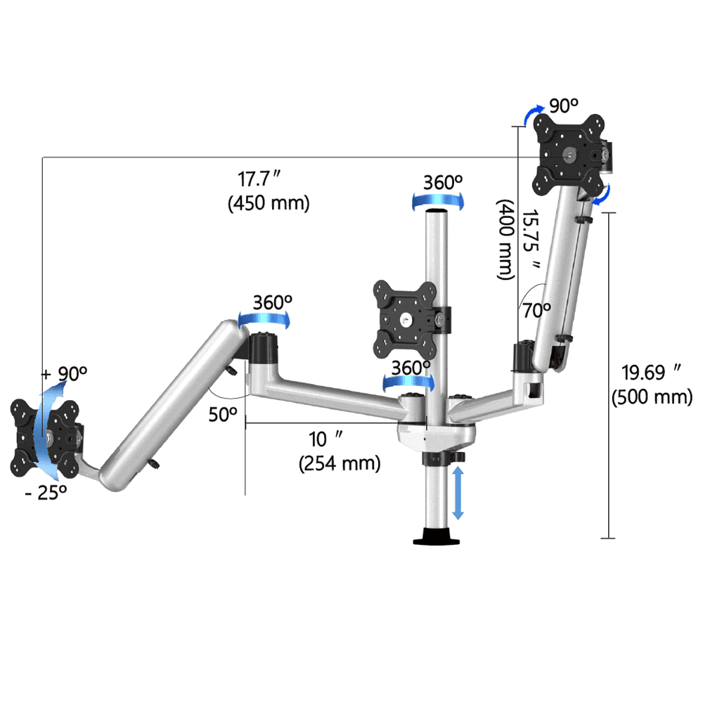 Triple Track Rail Mount Quick Release Oval or Straight w/ Spring Arms - BL-PT341