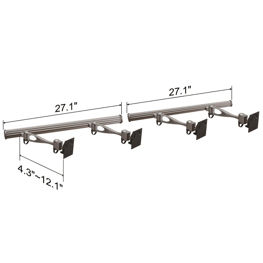 VESA Wall Mount for 4 Monitors w/ Full Swing Single Arms - HMW-41A1
