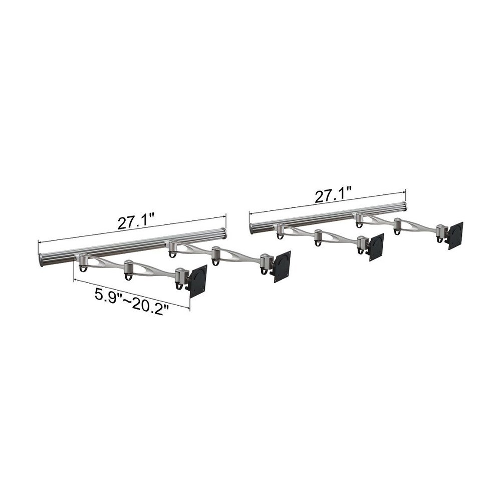 VESA Wall Mount for 4 Monitors w/ Full Swing Double Arms - HMW-41A2