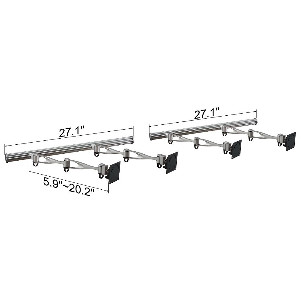 VESA Wall Mount for 4 Monitors w/ Full Swing Double Arms - HMW-41A2