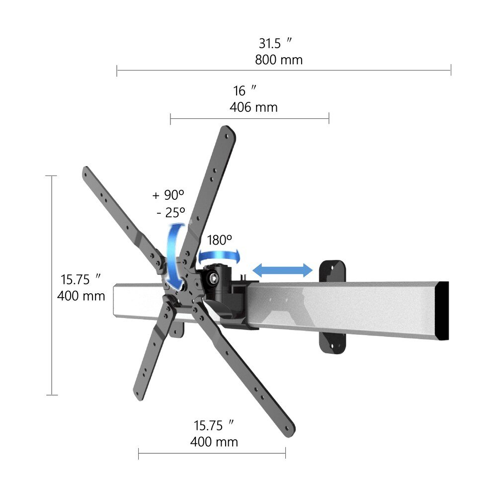 Rotating TV Wall Mount - 32 to 50" w/ Two-Orientation Wall Bar - BL-T349