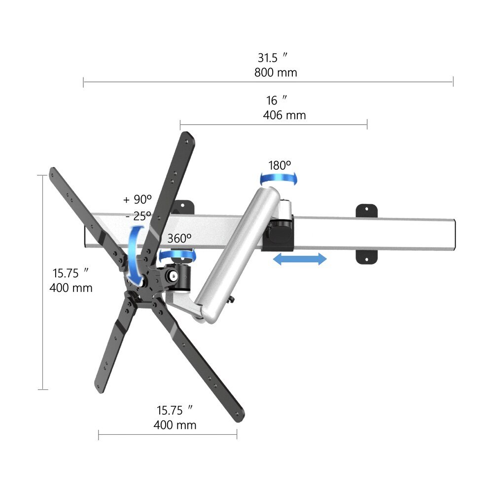 Full Motion Rotating TV Wall Mount - Spring Arm w/ Two Orientations - BL-T352
