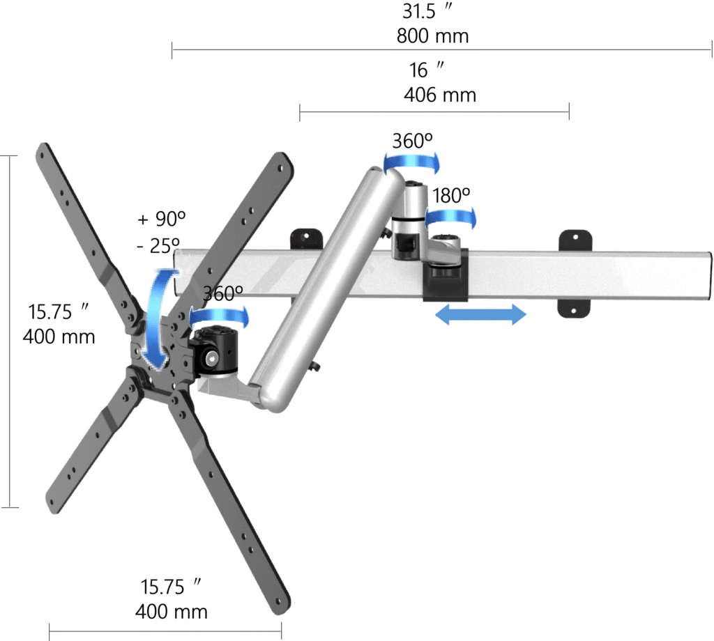 Corner TV Wall Mount - Rotating Height Adjustable w/ Two Orientations - BL-T353
