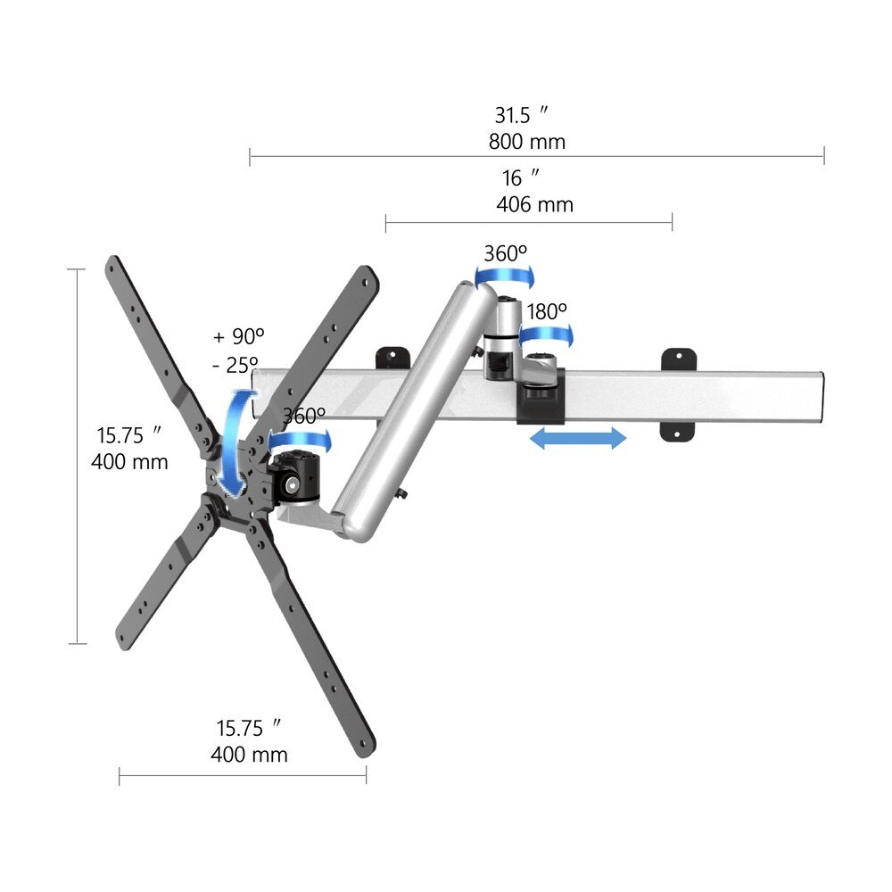 Corner TV Wall Mount - Rotating Height Adjustable w/ Two Orientations - BL-T353