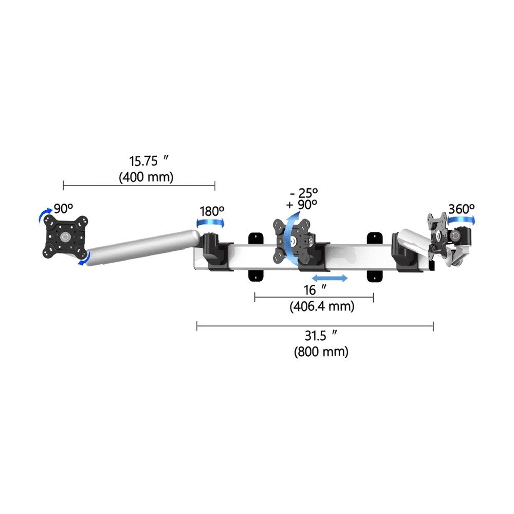Triple Monitor Wall Mount w/ Spring Arms & Quick Release - BL-W278