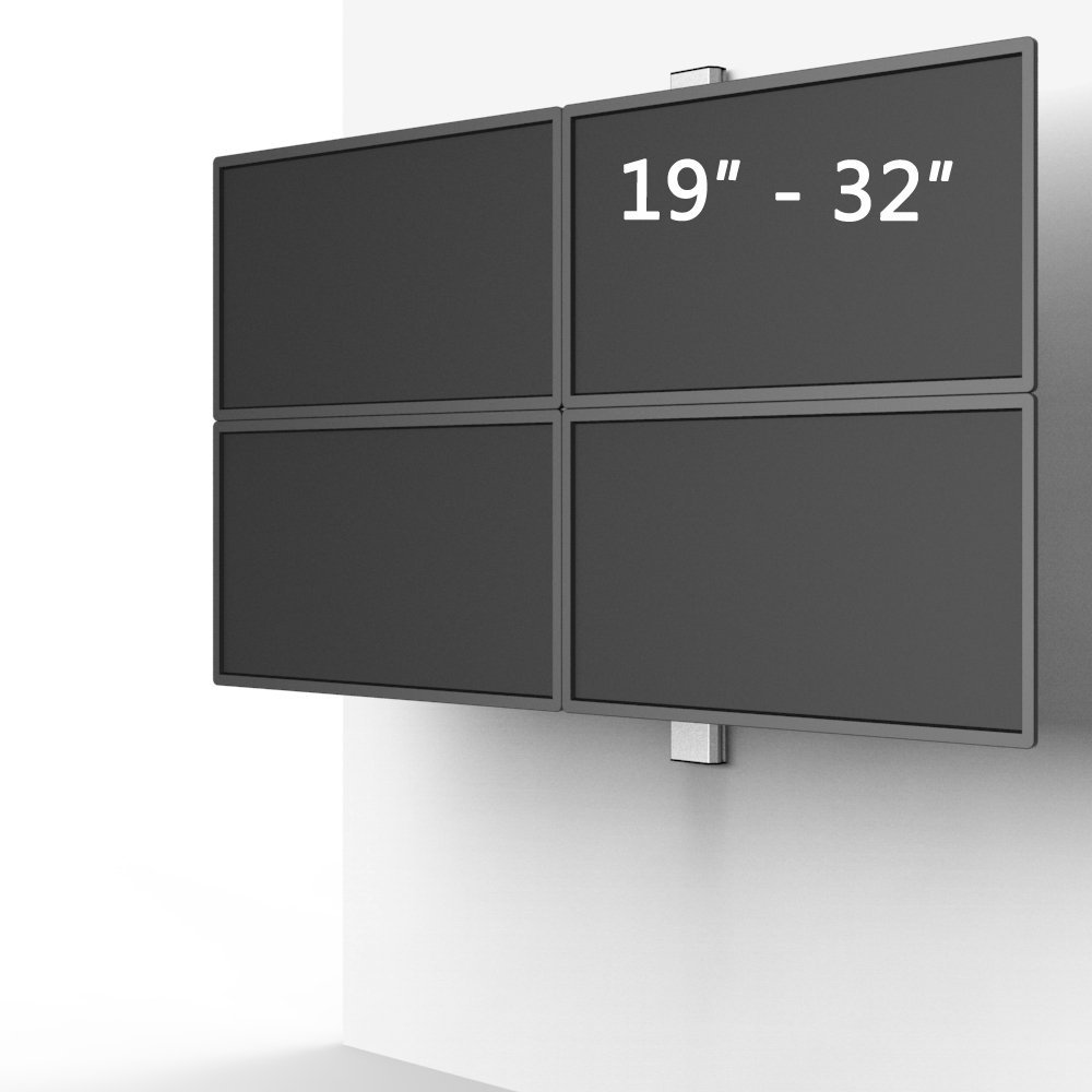 VESA Wall Mount for 4 Monitors 2x2 Low Profile w/ Quick Release - BL-W259