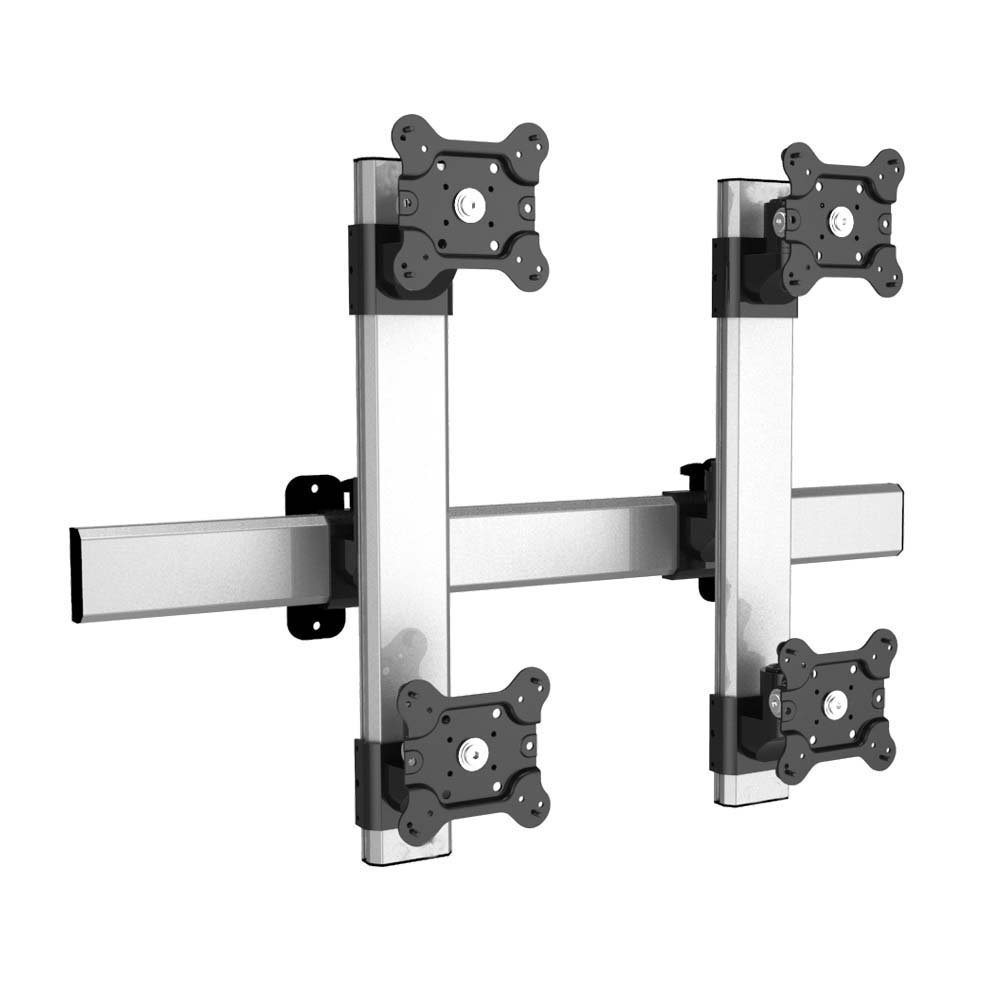 VESA Wall Mount for 4 Monitors 2x2 Quick Release Two Orientations - BL-W247