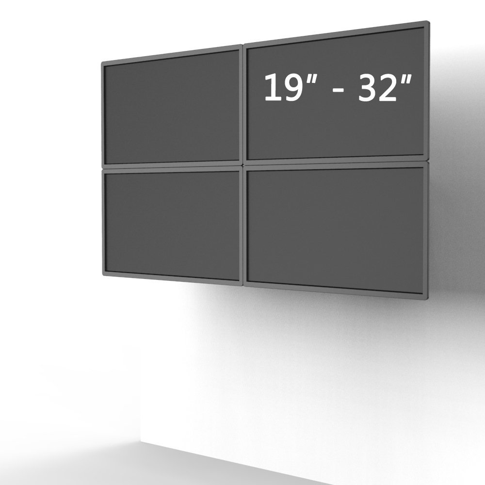 VESA Wall Mount for 4 Monitors 2x2 Quick Release Two Orientations - BL-W247