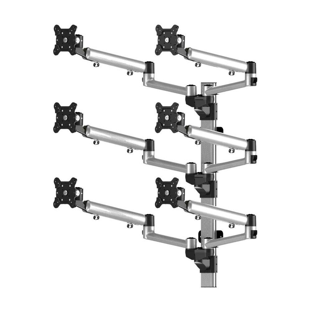 Sit-Stand Wall Mount for 6 Monitors 3x2 w/ Quick Release Full Motion - BL-W258