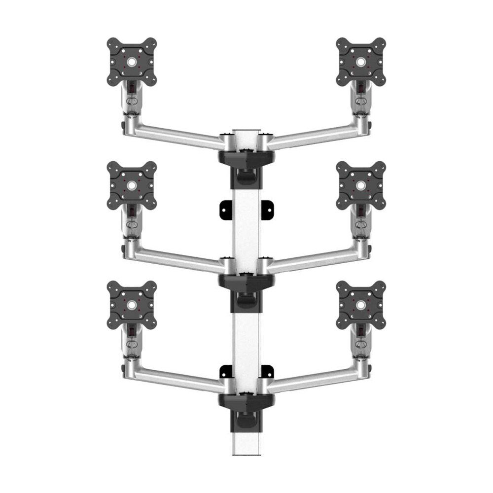 Sit-Stand Wall Mount for 6 Monitors 3x2 w/ Quick Release Full Motion - BL-W258