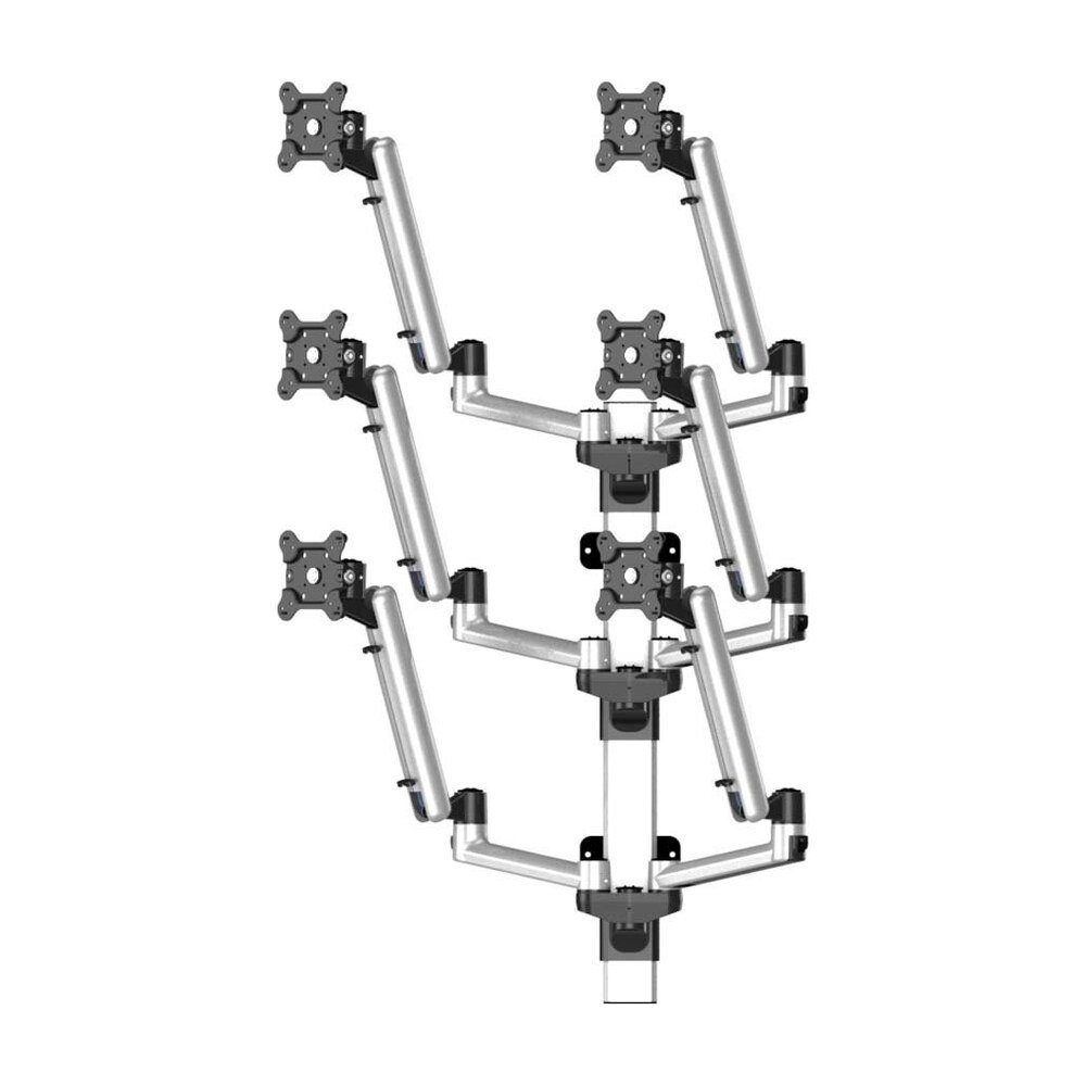 Sit-Stand Wall Mount for 6 Monitors 3x2 w/ Quick Release Full Motion - BL-W258