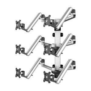 Sit-Stand Wall Mount for 6 Monitors 3x2 w/ Quick Release Full Motion