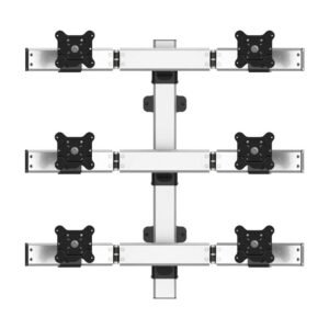 VESA Wall Mount for 6 Monitors 2x3 Quick Release Oval or Straight