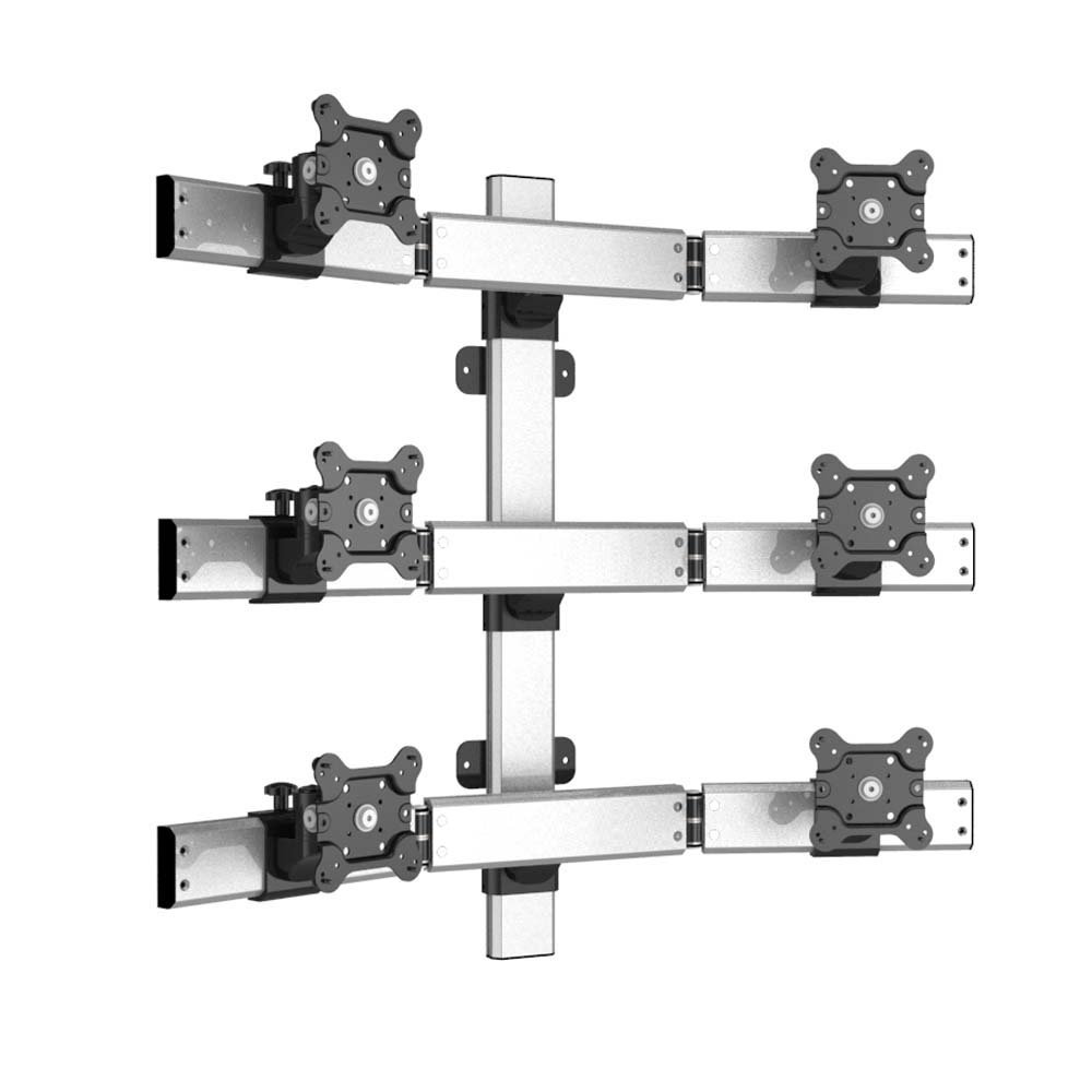 VESA Wall Mount for 6 Monitors 2x3 Quick Release Oval or Straight - BL-W272
