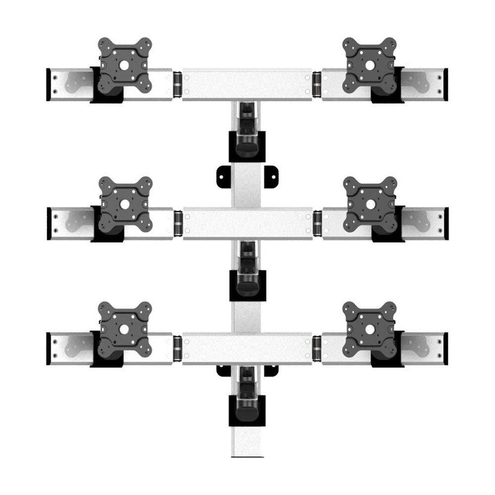 VESA Wall Mount for 6 Monitors 2x3 Oval or Straight w/ Quick Release - BL-W273