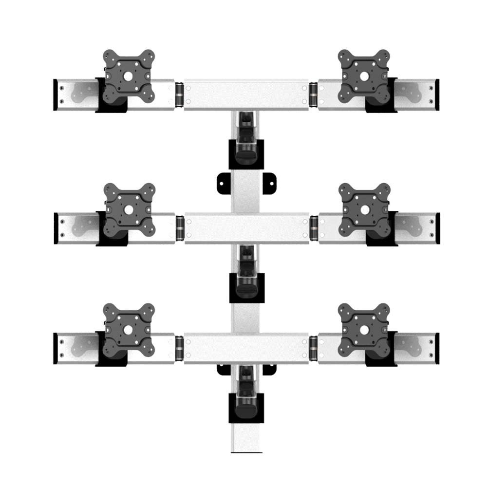 VESA Wall Mount for 6 Monitors 2x3 Oval or Straight w/ Quick Release - BL-W273