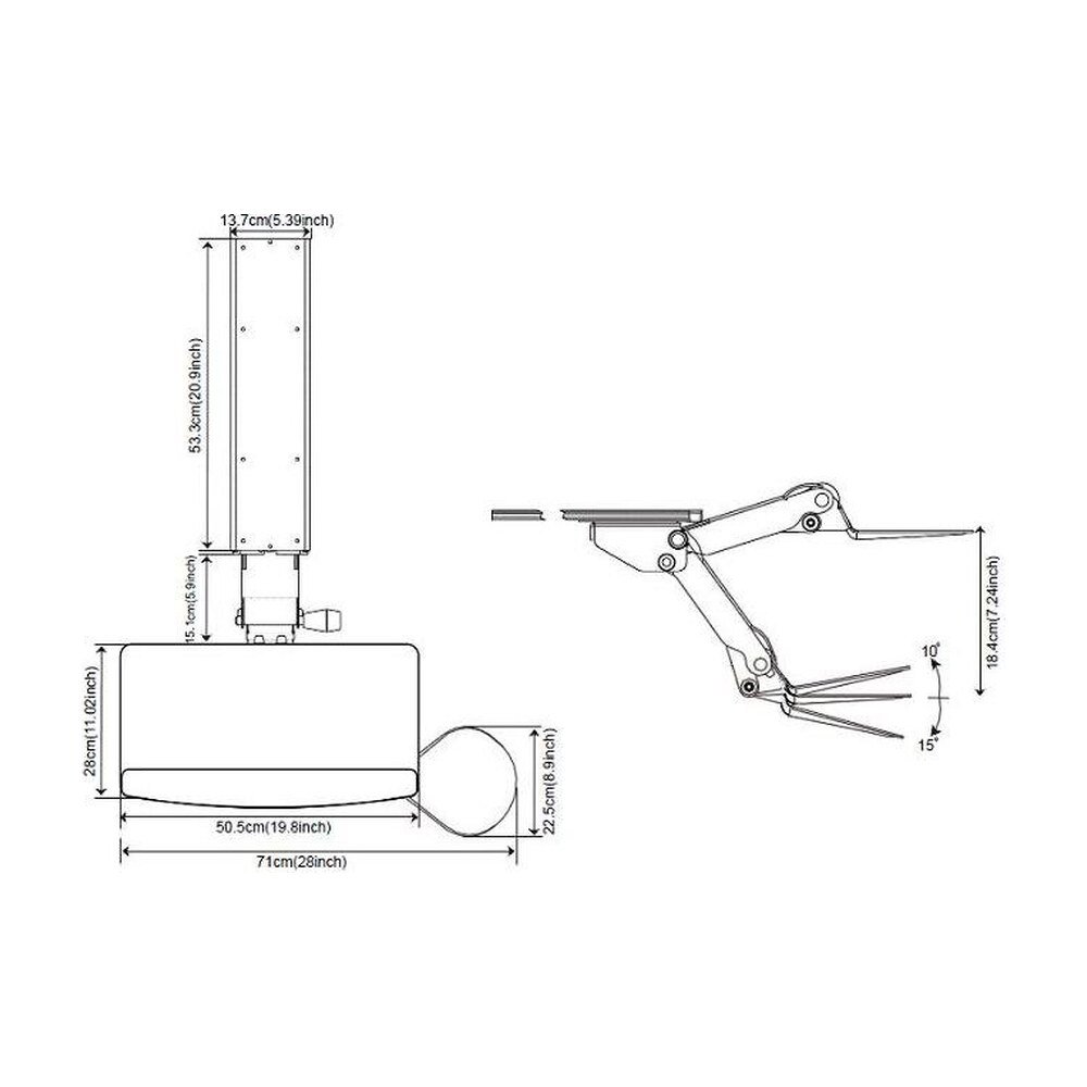 Keyboard Tray - Fully Adjustable Low Profile KS-839
