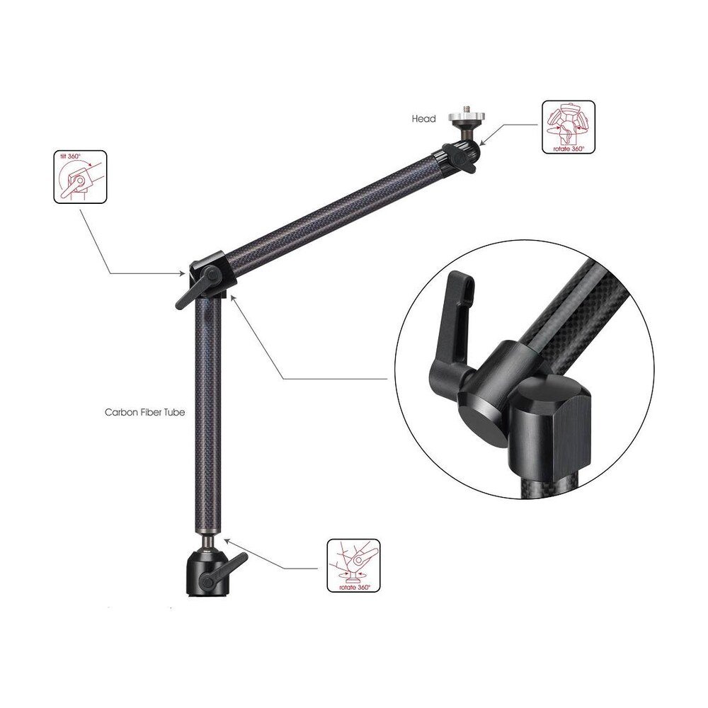 iPad Car Holder - Seat Bolt, Dual Arm & Carbon Fiber - L1-21