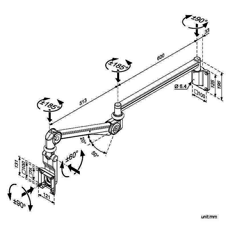 Ultra-Slim Long-Reach Tablet & Monitor Mount | Large Tilt - LR601