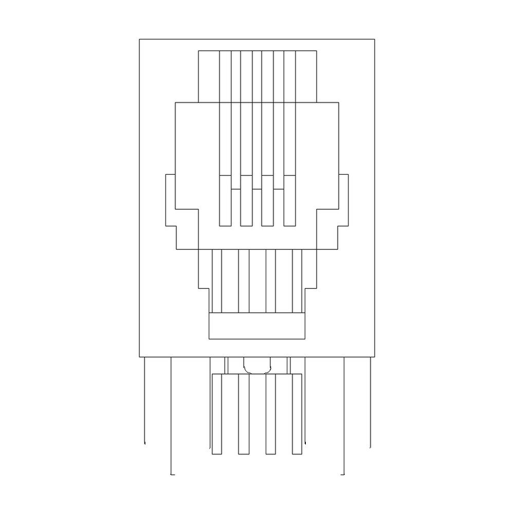 MR-57-02 (4P4C) Modular Telephone Jack, No Mounting Ears, Side Entry PCB Mount