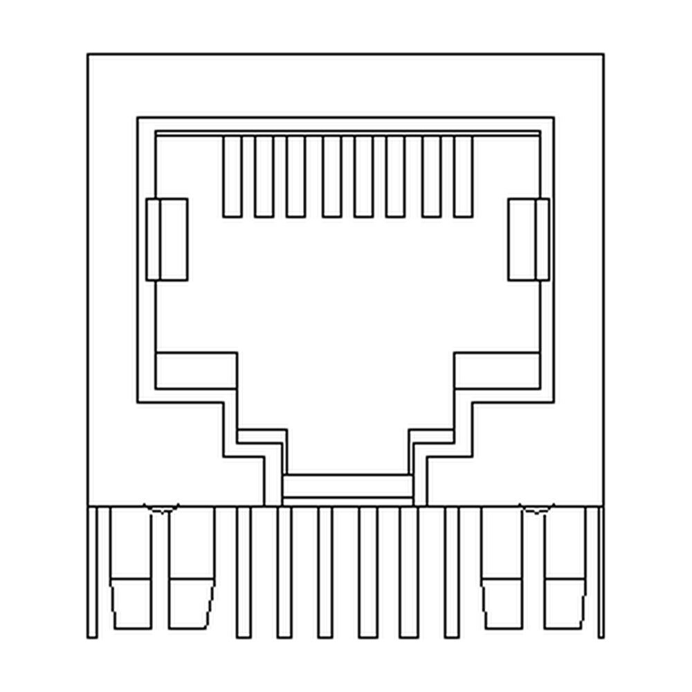 MR-59-01-04 (8P8C) RJ45 Single Port Jack, Side Entry PCB Mount