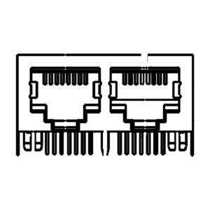 MR-59-02-01 MR-59-02-01 (8P8C) RJ45 2 Port Ganged Jack, Shielded, Side Entry PCB Mount