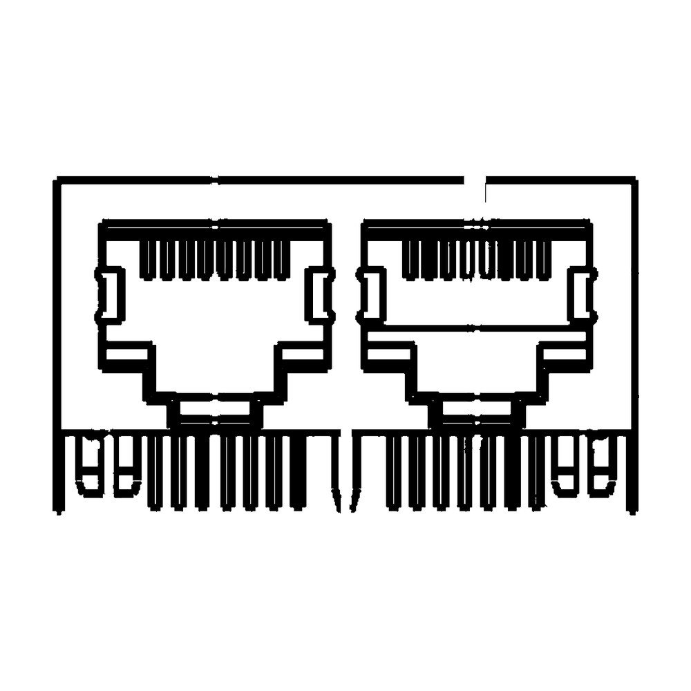 MR-59-02-01 (8P8C) RJ45 2 Port Ganged Jack, Shielded, Side Entry PCB Mount
