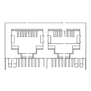 MR-59-02-02 MR-59-02-02 (8P8C) RJ45 2 Port Ganged Jack, Shielded, Extended Ground Legs