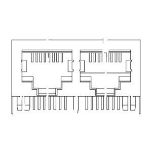 MR-59-02-02 MR-59-02-02 (8P8C) RJ45 2 Port Ganged Jack, Shielded, Extended Ground Legs