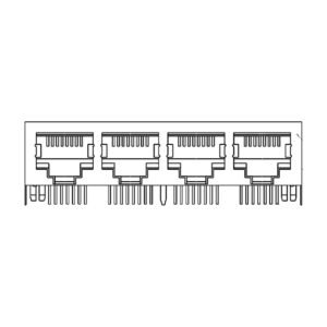 MR-59-03-01 MR-59-03-01 (8P8C) RJ45 4 Port Ganged Jack, Shielded, Side Entry PCB Mount