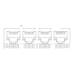 MR-59-03-03 MR-59-03-03 (8P8C) RJ45 4 Port Ganged Jack, Shielded, Side Entry PCB Mount