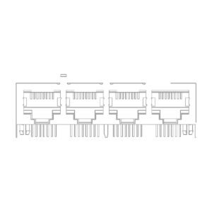 MR-59-03-03 MR-59-03-03 (8P8C) RJ45 4 Port Ganged Jack, Shielded, Side Entry PCB Mount