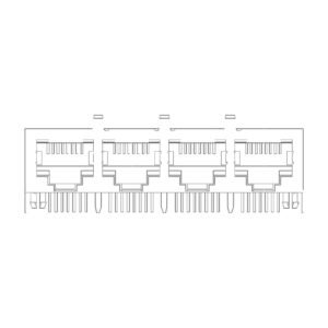 MR-59-03-04 MR-59-03-04 (8P8C) RJ45 4 Port Ganged Jack, Shielded, Side Entry PCB Mount