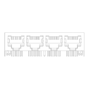 MR-59-03-05 MR-59-03-05 (8P8C) RJ45 4 Port Ganged Jack, Shielded, Side Entry PCB Mount