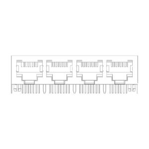 MR-59-03-06 MR-59-03-06 (8P8C) RJ45 4 Port Ganged Jack, Shielded, Side Entry PCB Mount